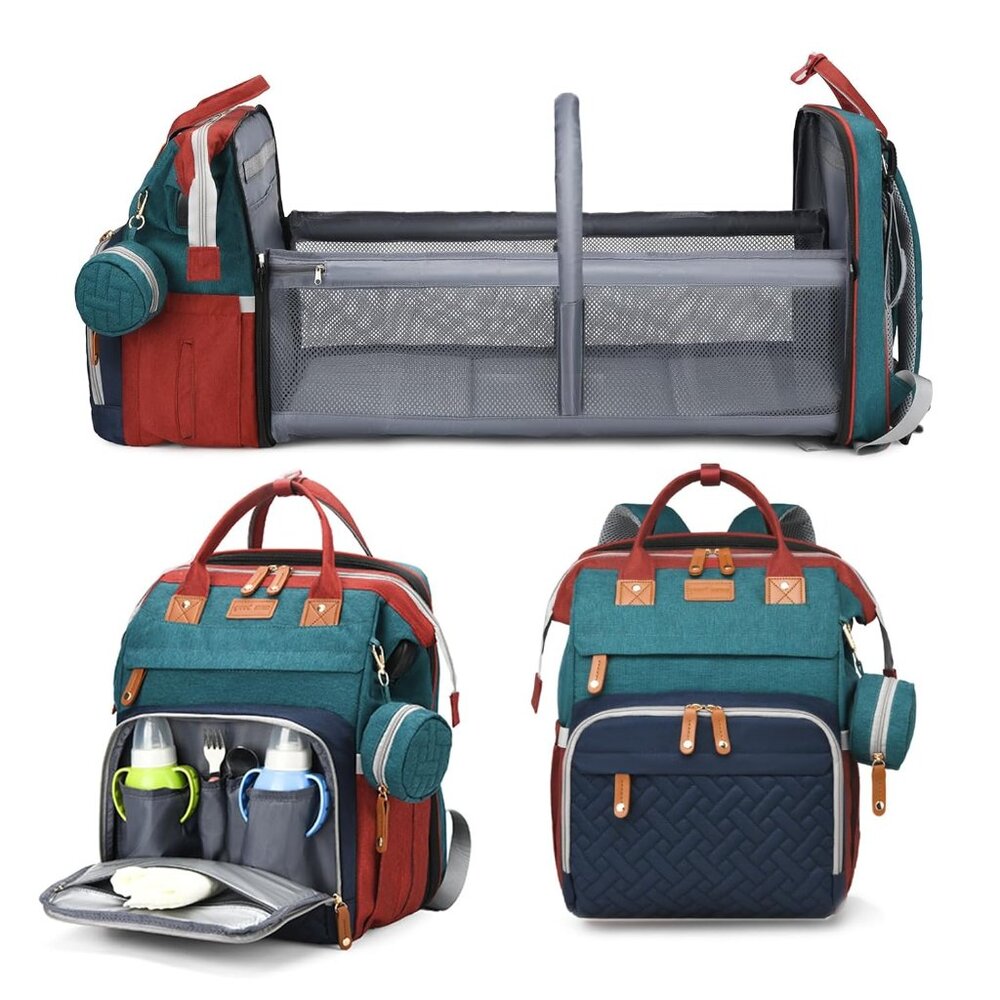 Baby Diaper Bags with Changing Station, Waterproof Large Capacity w/USB Charging